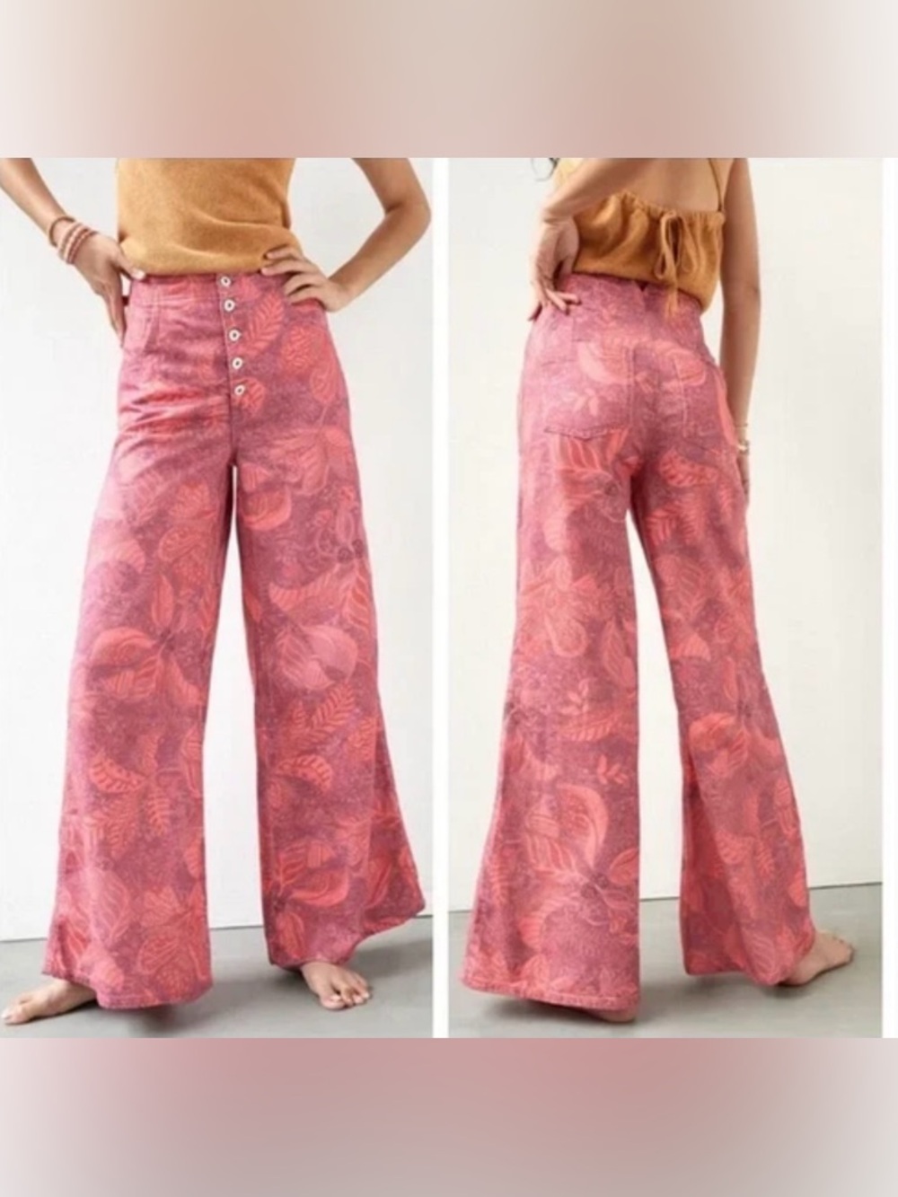 ANTHROPOLOGIE PILCRO THE UPPERCASE A RASPBERRY WIDE LEG FLARE JEANS 29 PINK